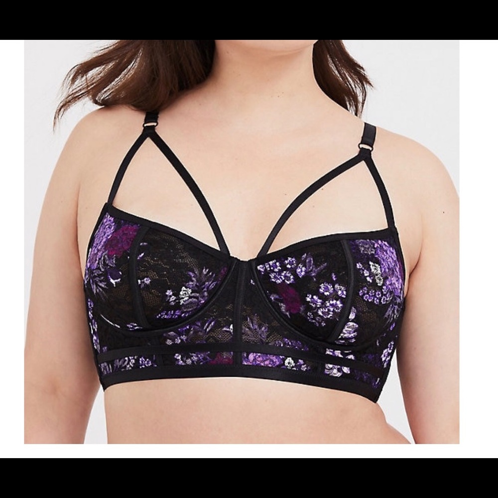 Torrid plus size lace floral strappy bralette